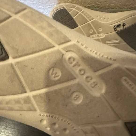 Crocs Walu boat shoes size 8 women’s Canvas Upper Yellow Green Grey Casual - Picture 5 of 5